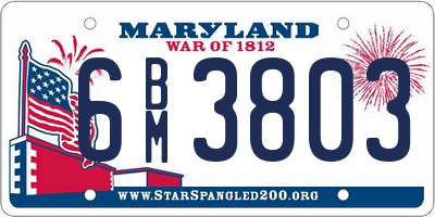 MD license plate 6BM3803