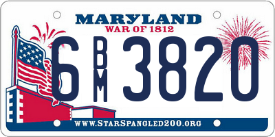MD license plate 6BM3820