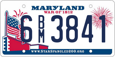 MD license plate 6BM3841