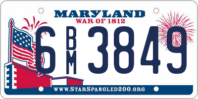 MD license plate 6BM3849