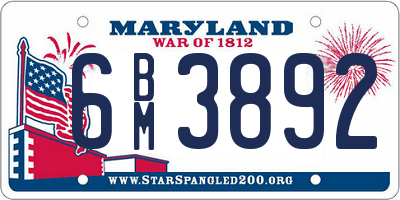 MD license plate 6BM3892