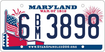 MD license plate 6BM3898