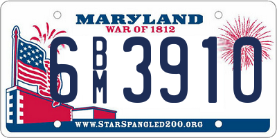 MD license plate 6BM3910