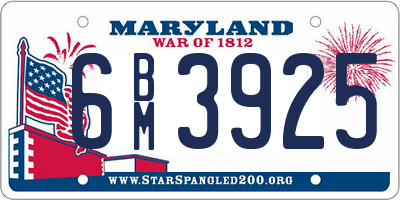MD license plate 6BM3925