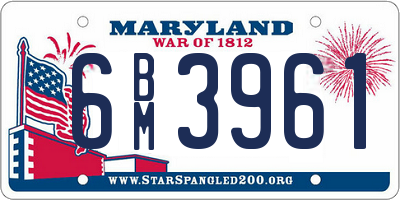 MD license plate 6BM3961