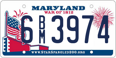 MD license plate 6BM3974