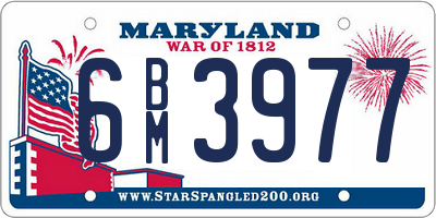 MD license plate 6BM3977