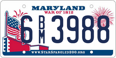 MD license plate 6BM3988