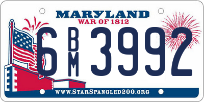 MD license plate 6BM3992