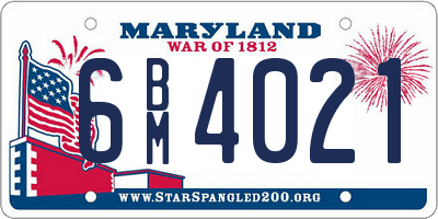 MD license plate 6BM4021