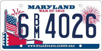 MD license plate 6BM4026