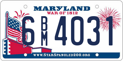 MD license plate 6BM4031
