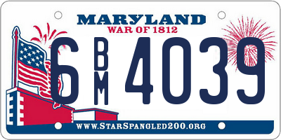 MD license plate 6BM4039