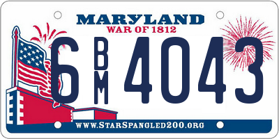 MD license plate 6BM4043