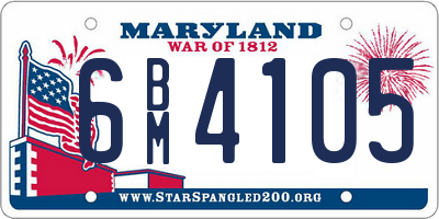 MD license plate 6BM4105