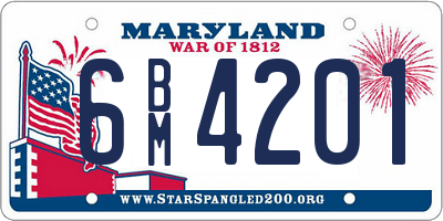 MD license plate 6BM4201