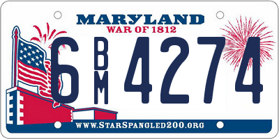 MD license plate 6BM4274