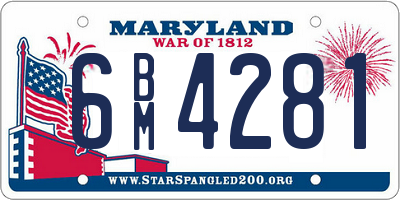 MD license plate 6BM4281