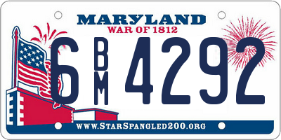 MD license plate 6BM4292