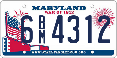 MD license plate 6BM4312