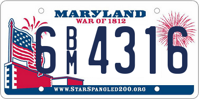MD license plate 6BM4316