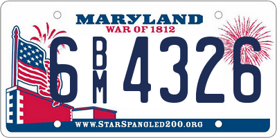 MD license plate 6BM4326