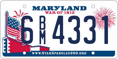 MD license plate 6BM4331