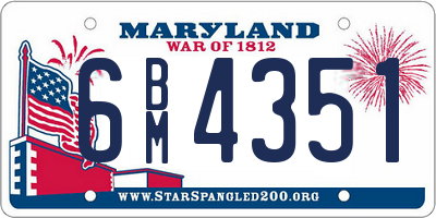 MD license plate 6BM4351