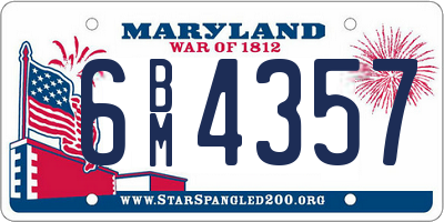 MD license plate 6BM4357