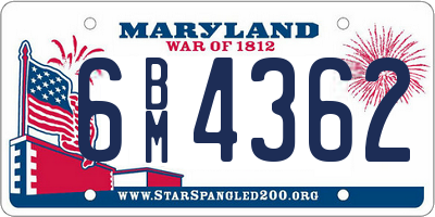 MD license plate 6BM4362