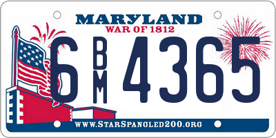 MD license plate 6BM4365