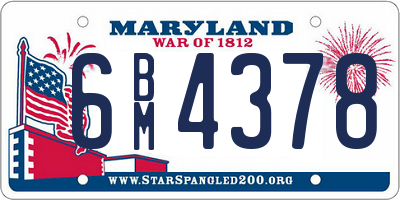 MD license plate 6BM4378