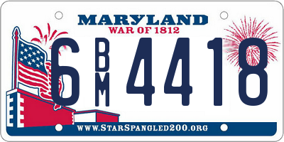 MD license plate 6BM4418
