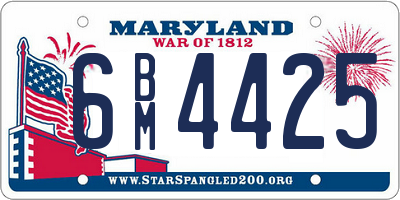 MD license plate 6BM4425
