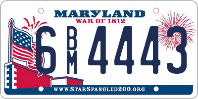 MD license plate 6BM4443