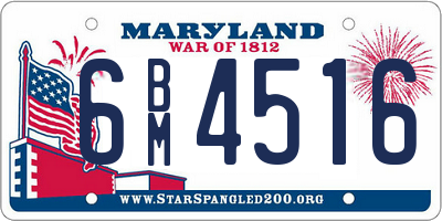 MD license plate 6BM4516