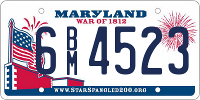 MD license plate 6BM4523