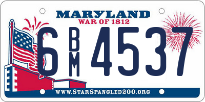 MD license plate 6BM4537