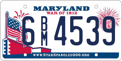MD license plate 6BM4539