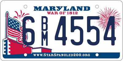 MD license plate 6BM4554