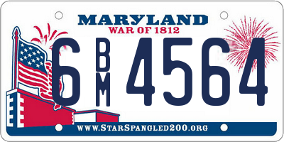 MD license plate 6BM4564