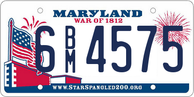 MD license plate 6BM4575