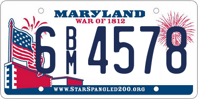 MD license plate 6BM4578