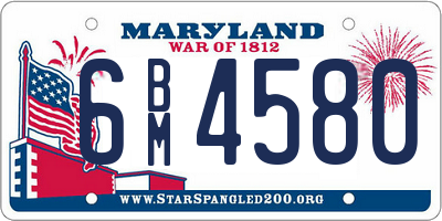 MD license plate 6BM4580