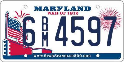 MD license plate 6BM4597