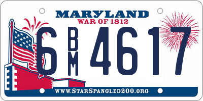 MD license plate 6BM4617