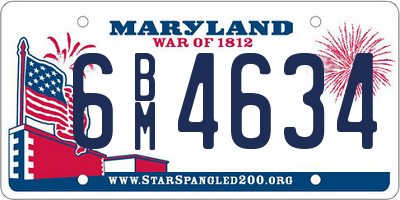 MD license plate 6BM4634