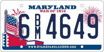 MD license plate 6BM4649