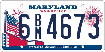 MD license plate 6BM4673
