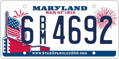 MD license plate 6BM4692